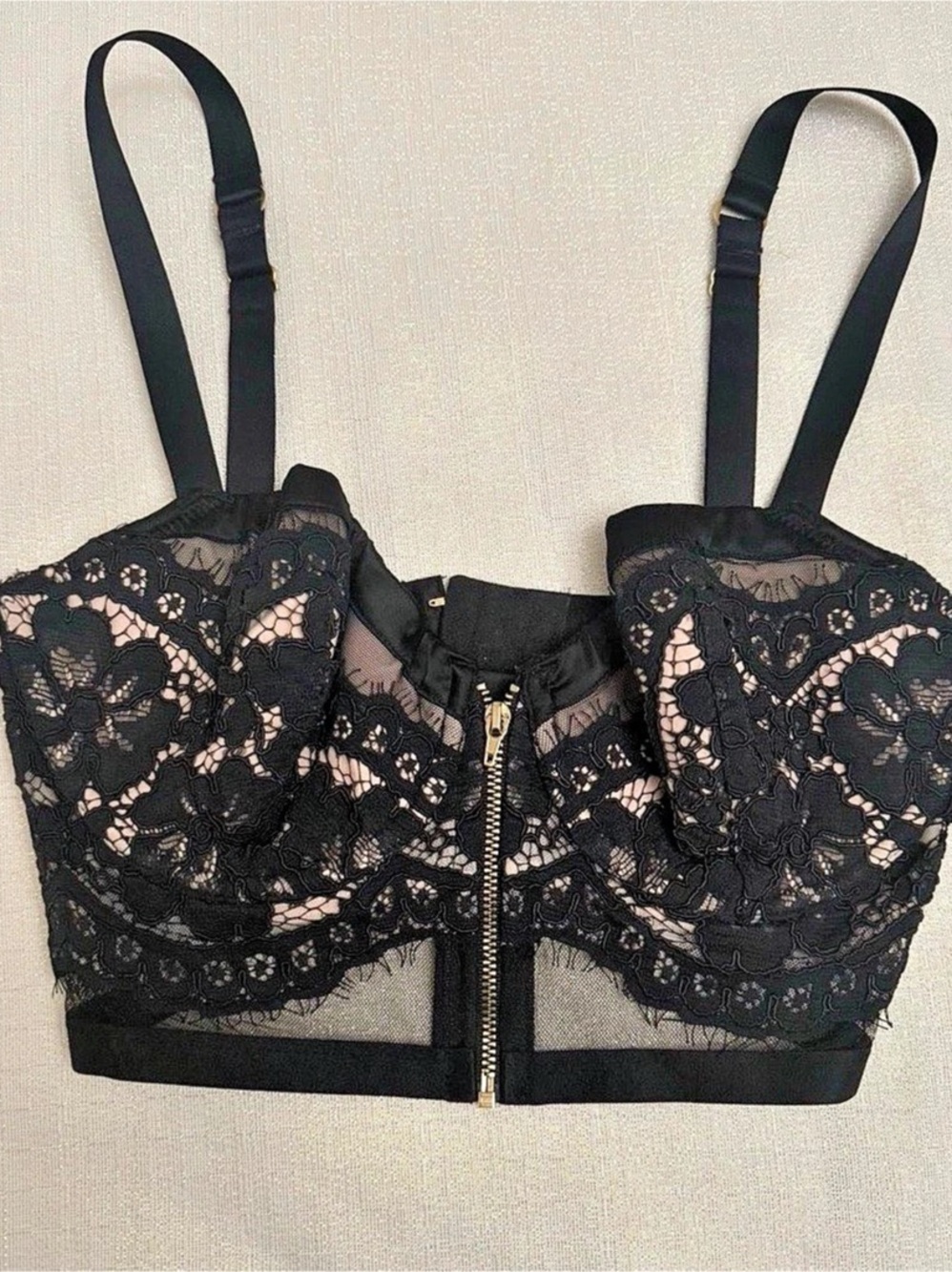 Victoria's Secret Lined Demi Bra Black Zip Front